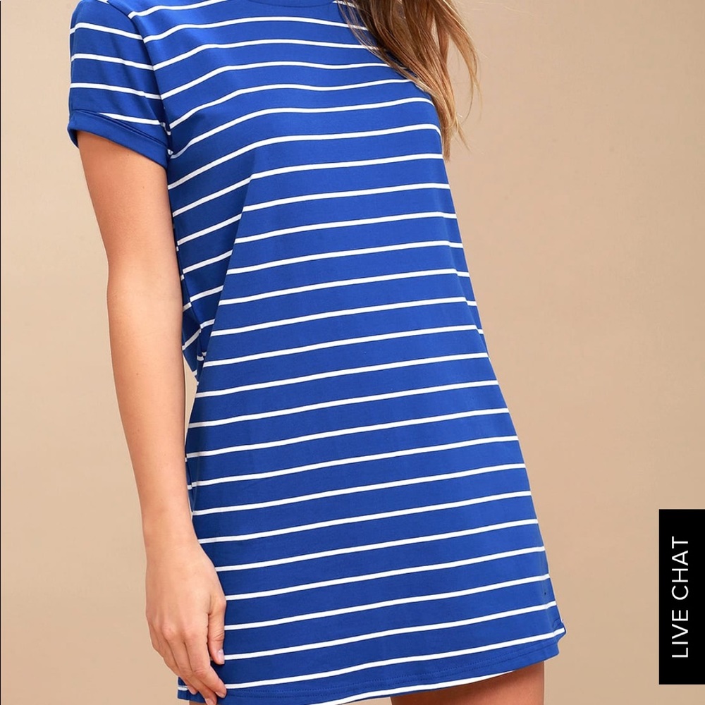 CAFE SOCIETY ROYAL BLUE STRIPED SHIRT DRESS